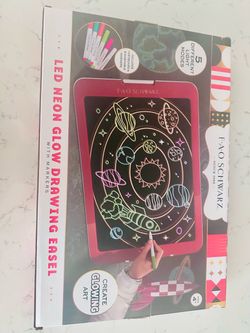 FAO Schwarz LED Neon Glow Drawing Easel, 300 piece puzzle box and A Skateshoe Lego Set
