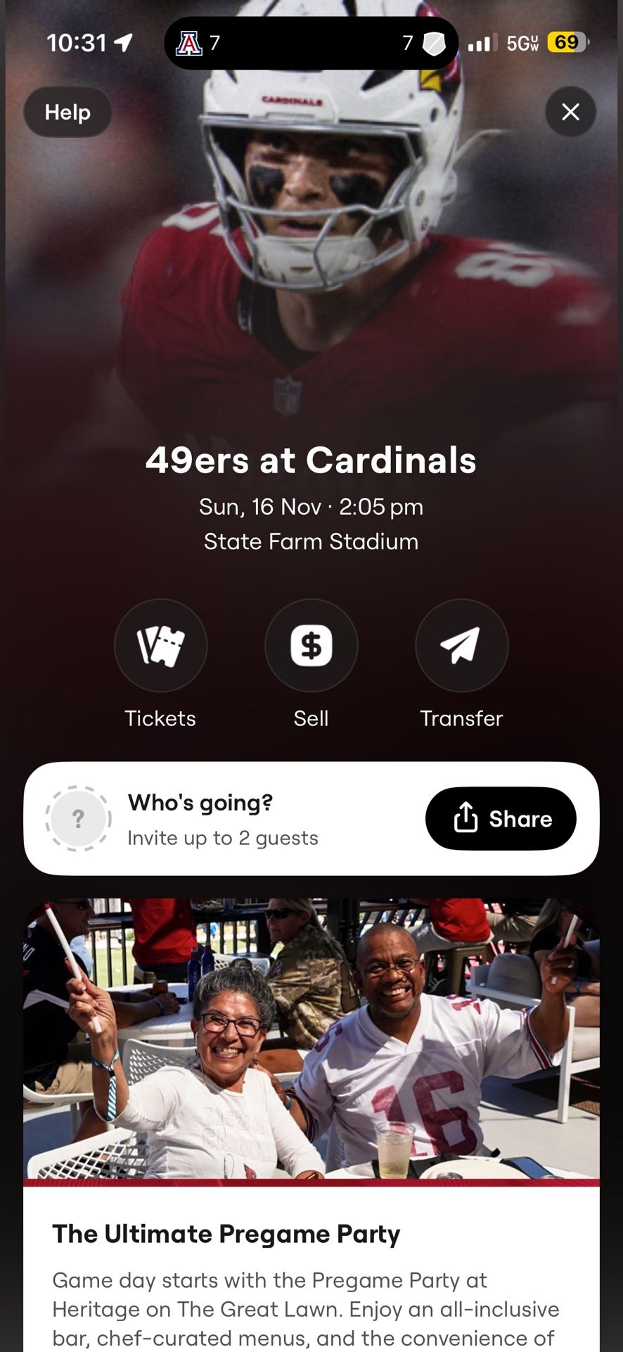 Cardinals 49ers Game Black And GreenParking Pass