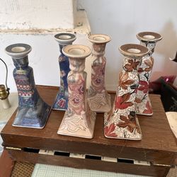 Vintage Ceramic Candle Holder Set 