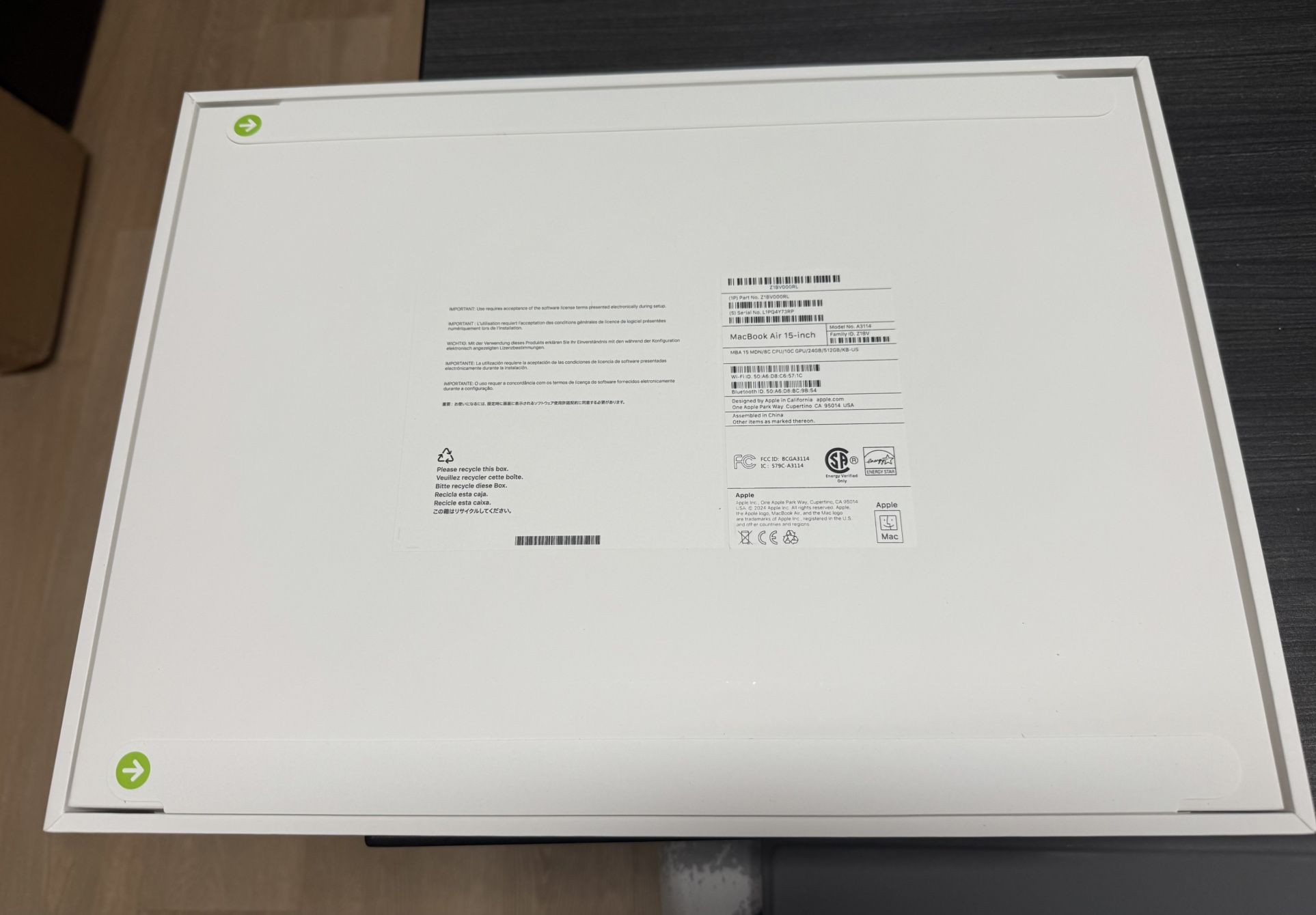 Laptop MacBook Air 15 M3 24Gb 512Gb + AppleCare 