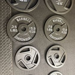 BRAND NEW Olympic  Weights Plates Set: 45s, 35s, 25s & 10s . Brute#230