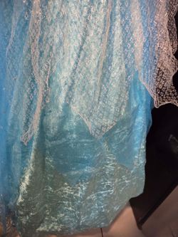 Blue Glitter Tulle Princess Costume Dress Elsa frozen Disney
