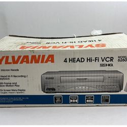 NEW in Box Sylvania 4-Head Hi-Fi VHS VCR Player Model 6260VF Silver