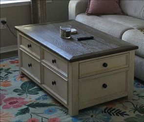 Farmhouse style lift top coffee table with drawers