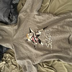 Grey Matty boys chrome heart hoodie