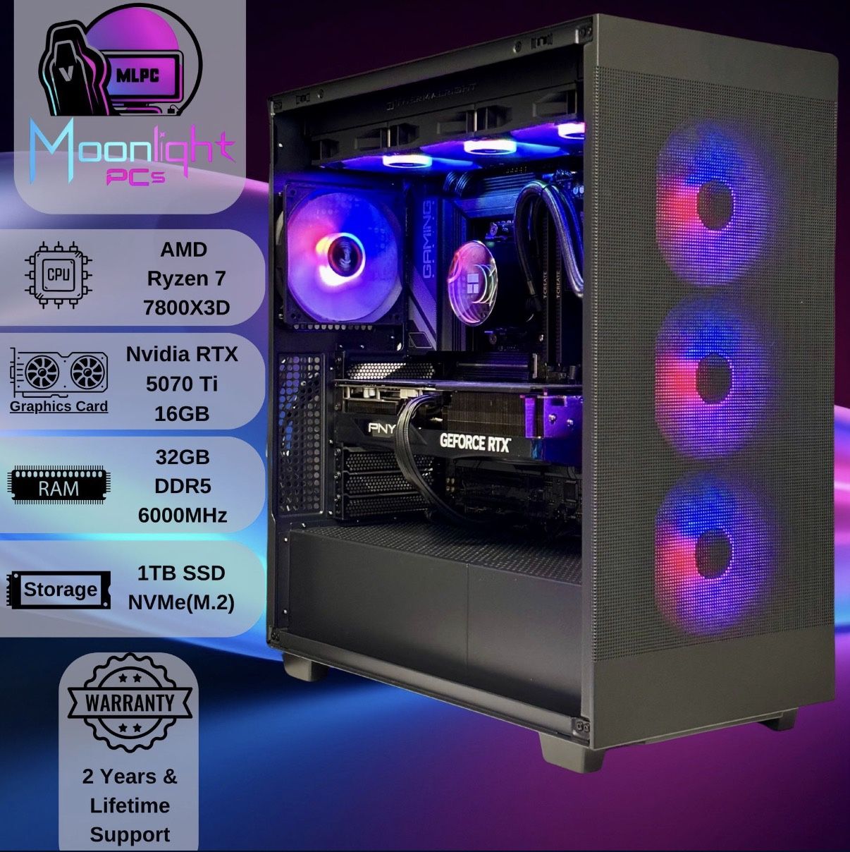 Eclipse AF - Ryzen 7 7800X3D / RTX 5070 Ti RGB Gaming & Streaming PC