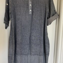 Ladies Tunic Dress, Italian Linen, Size M/L