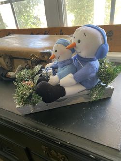 Vintage Avon Snowmen On Sleigh “A Magical Winter Sleigh Ride “ Avon Gift Collection
