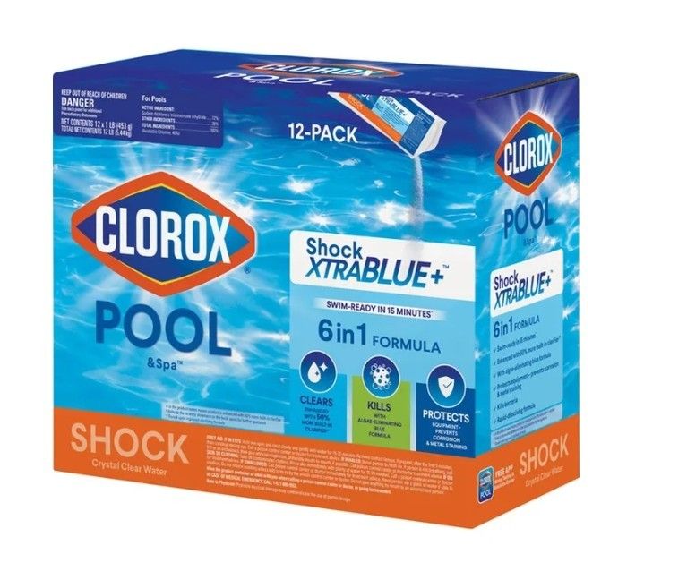 Clorox Xtra blue Pool Shock. 3 Boxes (12 Packs) $120