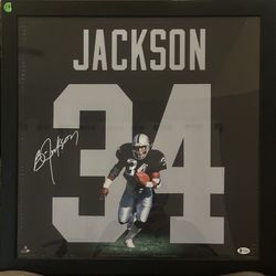 Bo Jackson Signed Framed Raiders Stretched Canvas