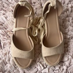 Wedge Heel Platform Lace Up Strap 