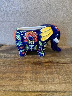 Ceramic Painted Elephant Vase