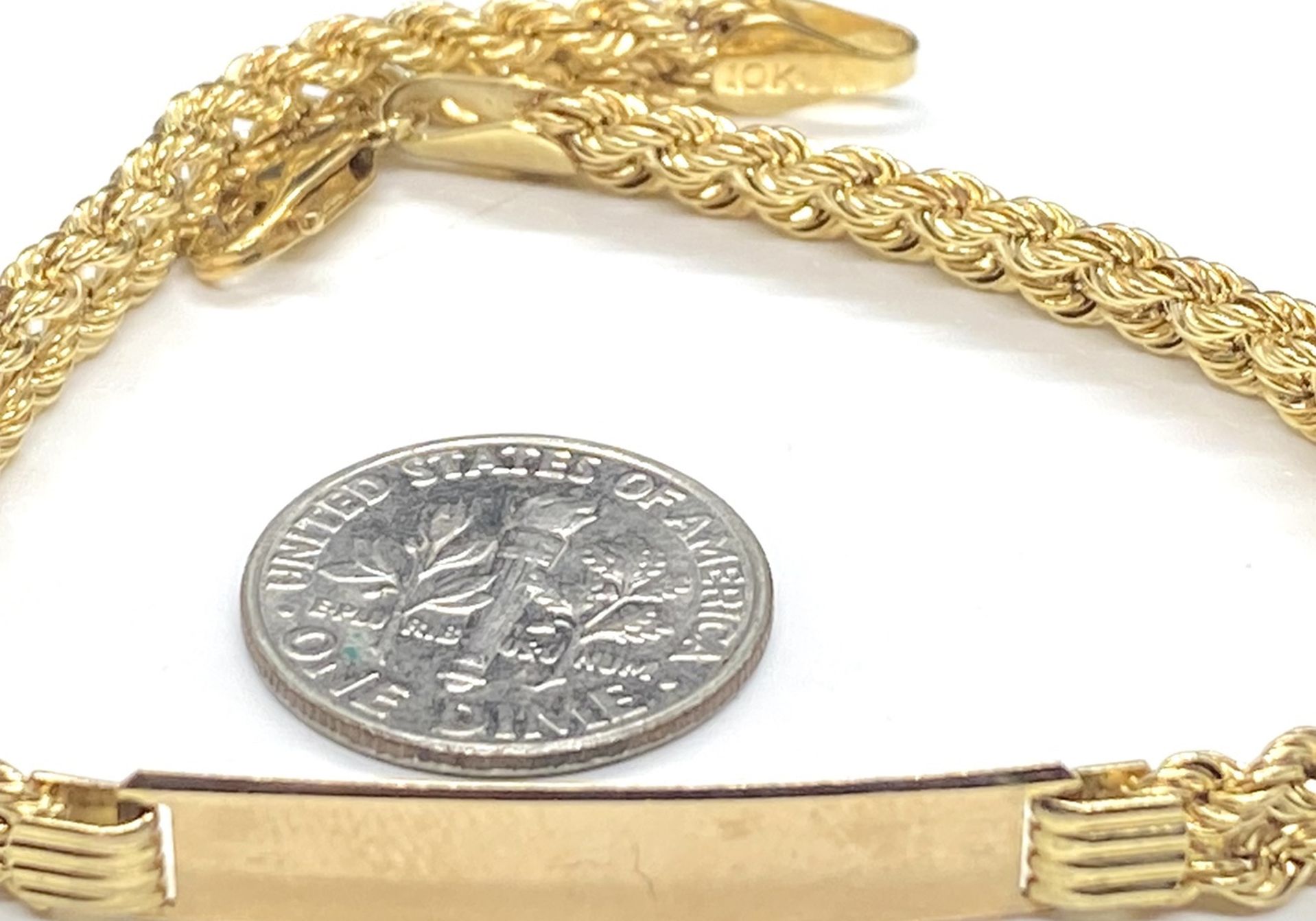 Oro Solido 10k Pulsera Con Placa