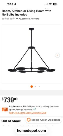 George Kovacs- Undertas 6-Light Iron Ore Black Bowl Chandelier in box-never opened.
