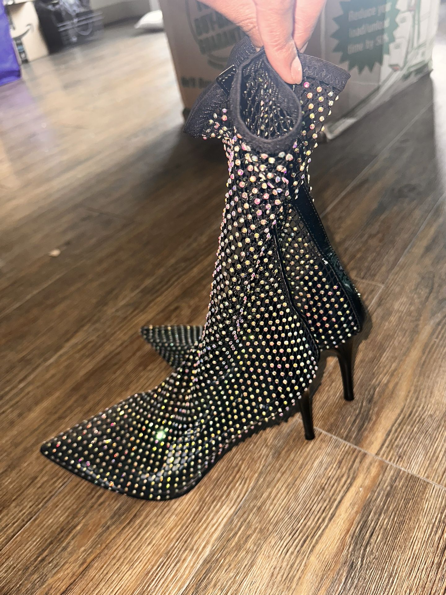 Glitter Sock Fishnet Heels