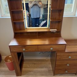 Vanity Desk Cabinet With Dresser Drawers