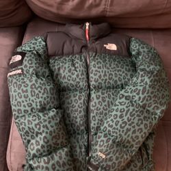 Supreme X Tnf Green Leopard Nupste Jacket Sz M