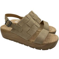 Korks platform leather comfy cork tan sandals women Size 11M