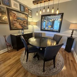 Dining Room Table, Chairs and Buffet Table 