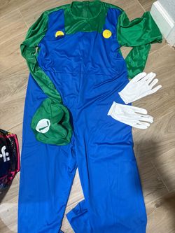 Luigi Mario Bros Kart Men’s Costume XL Cosplay Plummer Halloween