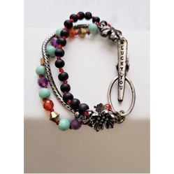 Lucky Brand Beaded Bracelet Triple Strand with Glass Beads