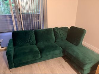 Emerald Green velvet couch