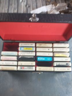 Box of 8-track tapes