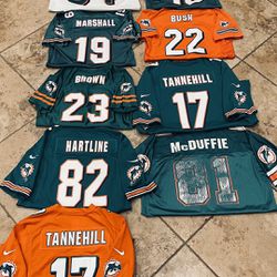 Dolphins jerseys $65.00/$85.00 EACH, CASH TEXT FOR PRICES.  