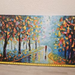 Large Hand-Painted 3D Textured Landscape – 24" x 48"