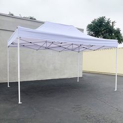 $130 (New in Box) Heavy-duty 10x15 ft outdoor ez pop up canopy party tent instant shades w/ carry bag (white, blue) 