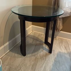 End Table Solid Wood  1/5” Glass 