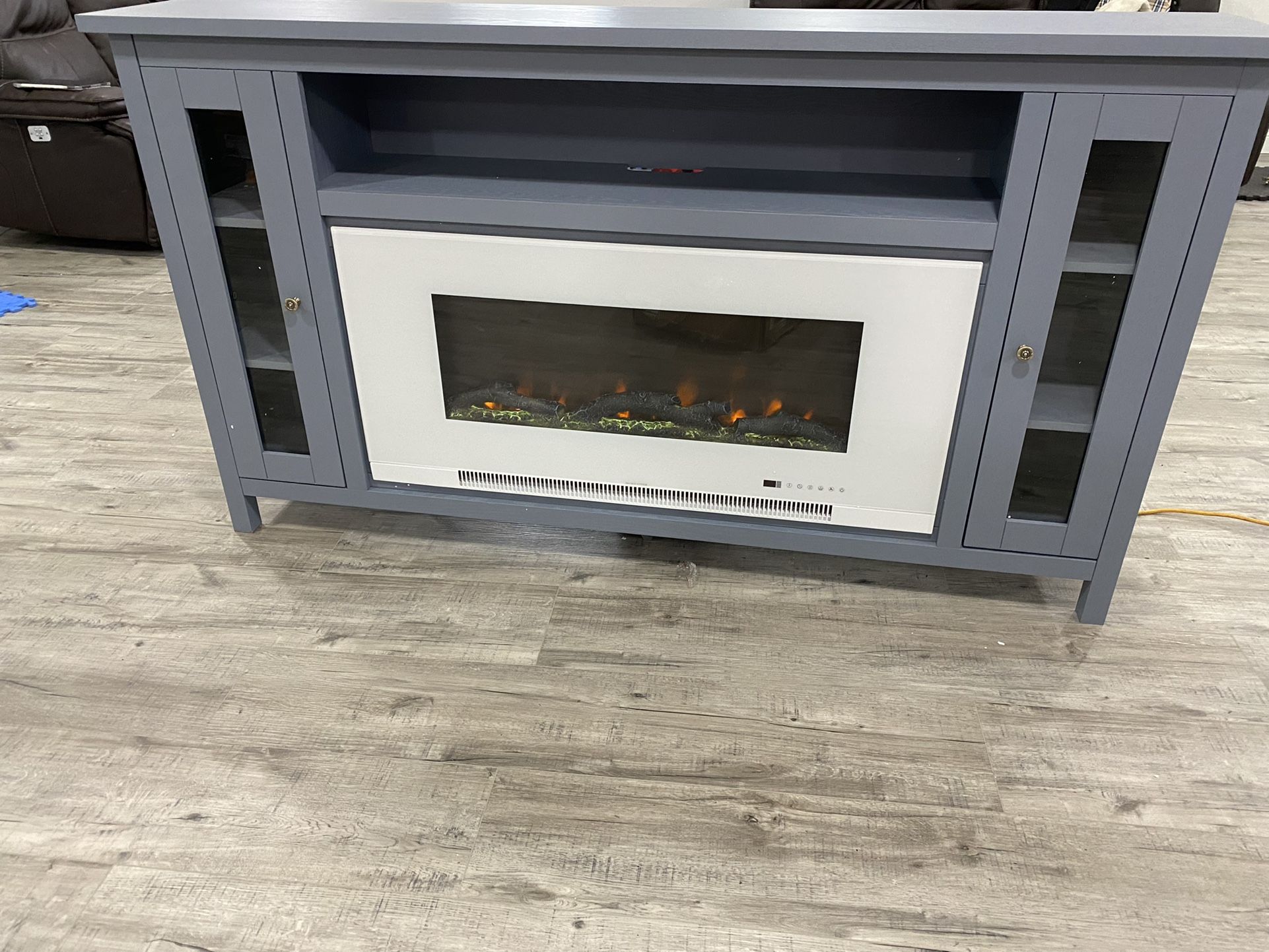 Cambridge Somerset 70 in. White Electric Fireplace TV Stand in Multi