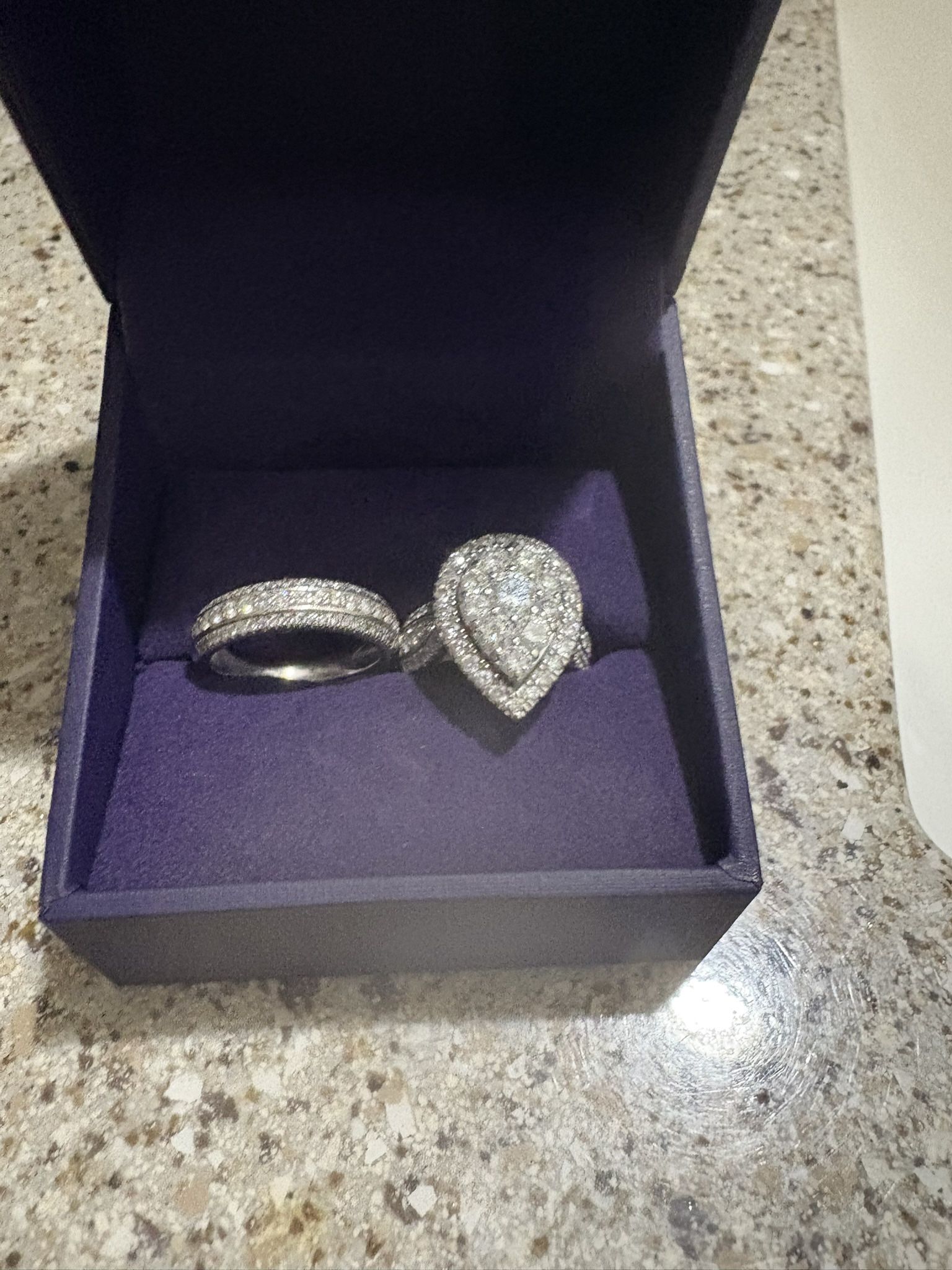 2-1/2 CT. T.W. Composite Diamond Pear-Shaped Multi-Row Bridal Set in 10K White Gold