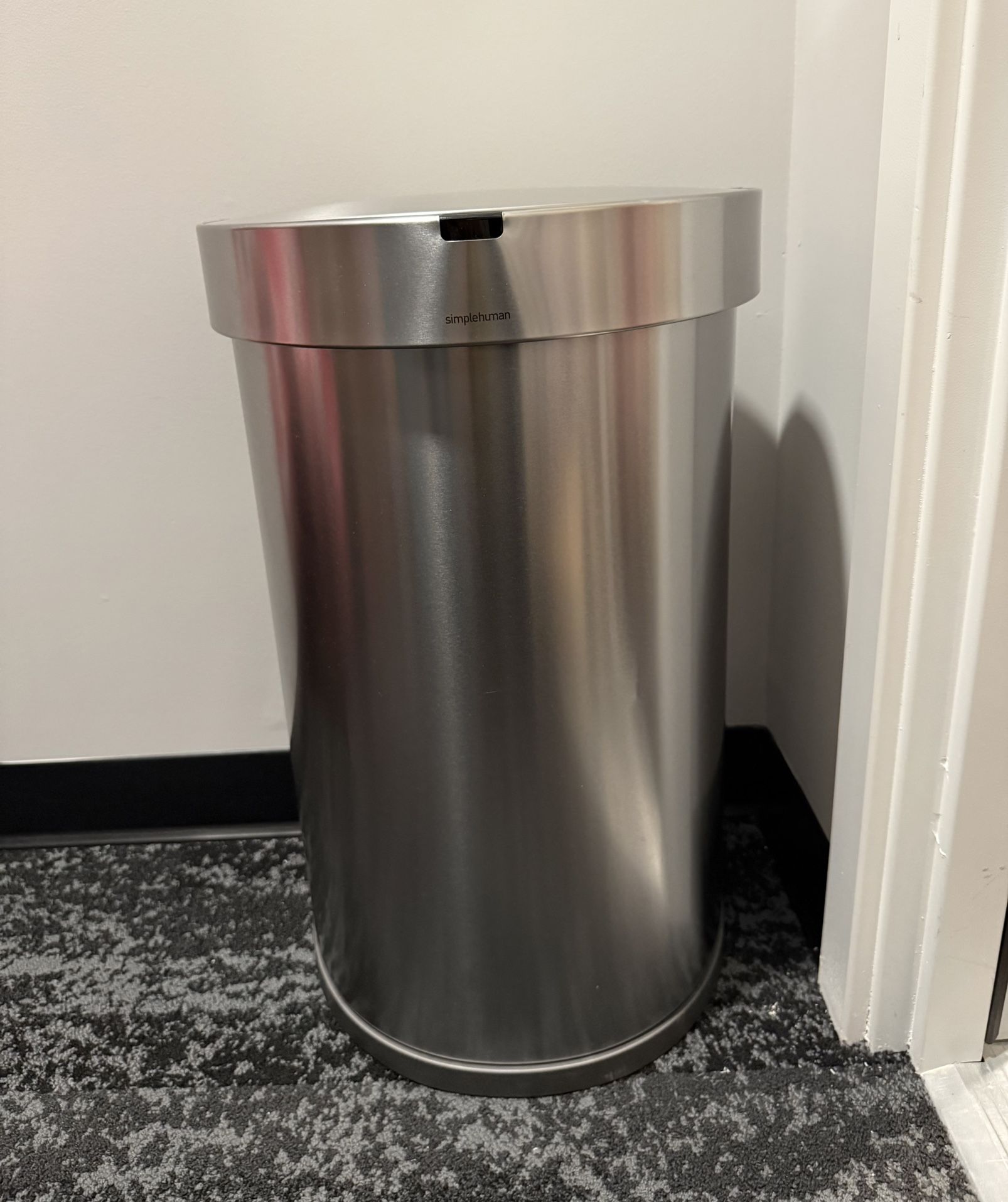 simplehuman 45 Liter / 12 Gallon Semi-Round Automatic Sensor Trash Can, Brushed Stainless Steel