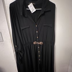 Black Button-Down Dress – Size 2XL
