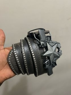 Y2K Black Studded Star Buckle Belt | Punk Streetwear Grunge Gothic Unisex