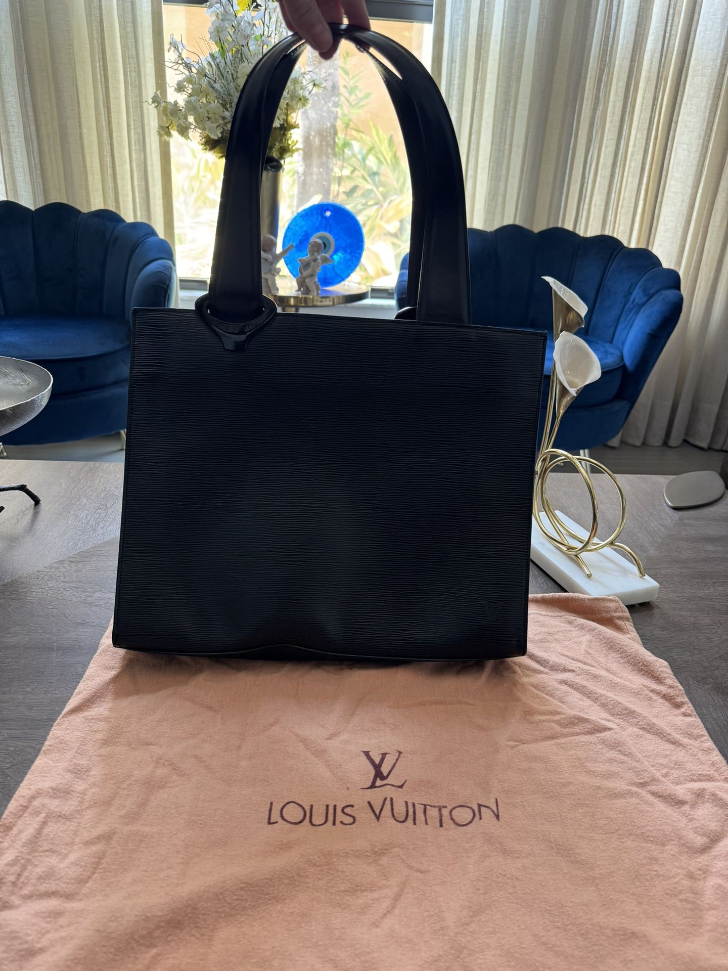 Authentic Louis Vuitton Black Epi Leather Shoulder Gemeaux Tote Bag
