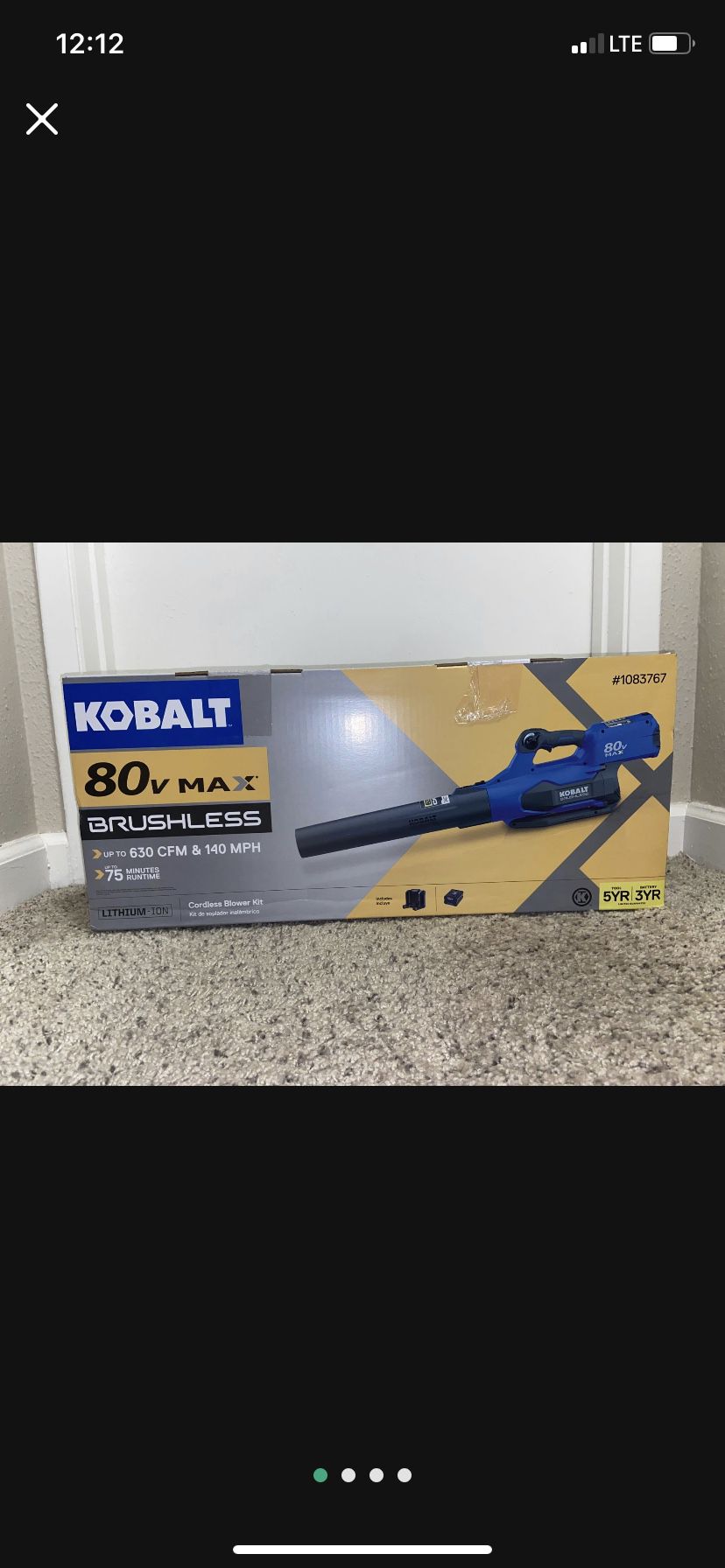 Kobalt 80V Brushless Cordless Leaf Blower Kit *Brand New*