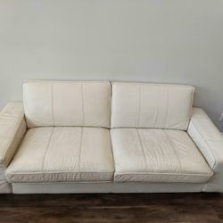 White Leather Full Size Sofa, Couch - $300 (Riverside/Corona)