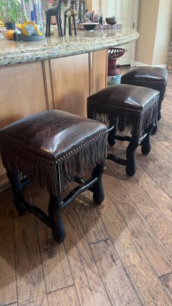 Counter stools- leather n wood