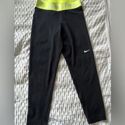 Nike Women's Pro 365 Black/Volt Mid Rise Leggings