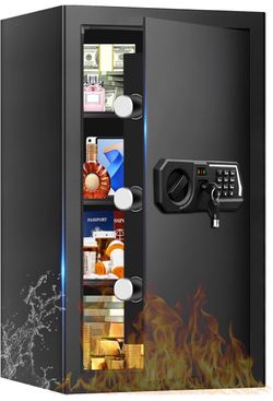 5.2 Cuft Large Safes for Home Use Water and Fireproof, Digital Security Fire Safe Box with Programmable Keypad, Spare Keys & Removable Shelf, Anti-The