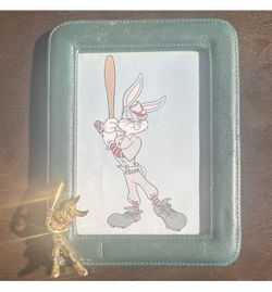 Vintage Green leather frame featuring a Bugs Bunny baseball design