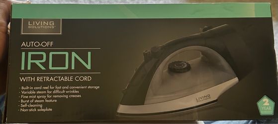 Living Solutions Auto-Off Iron with Retractable Cord