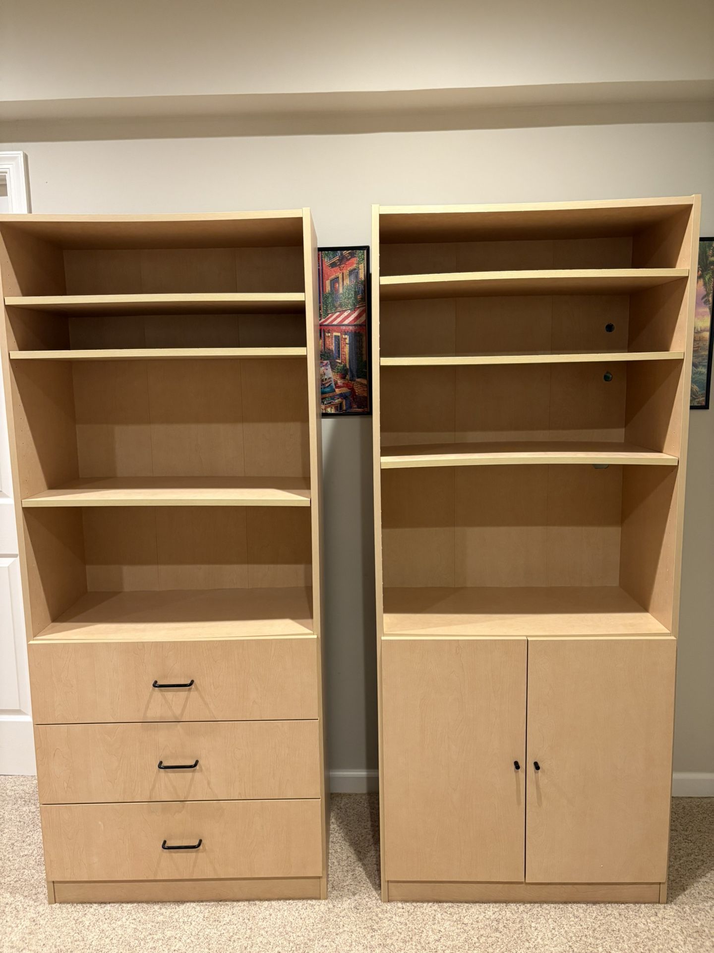 Modern Storage Cabinets β Matching Pair with Adjustable Shelves, Drawers & Concealed Storage