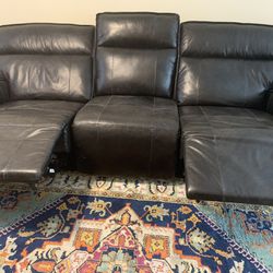 100% Black Leather Sofa And Loveseat 