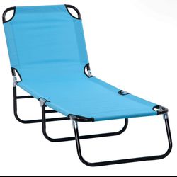 Set of 2 New in box Folding Chaise Lounge Pool Chairs, Outdoor Sun Tanning Chairs with 5-Level Reclining Back, Steel Frame for Beach, Yard, Patio, Sky