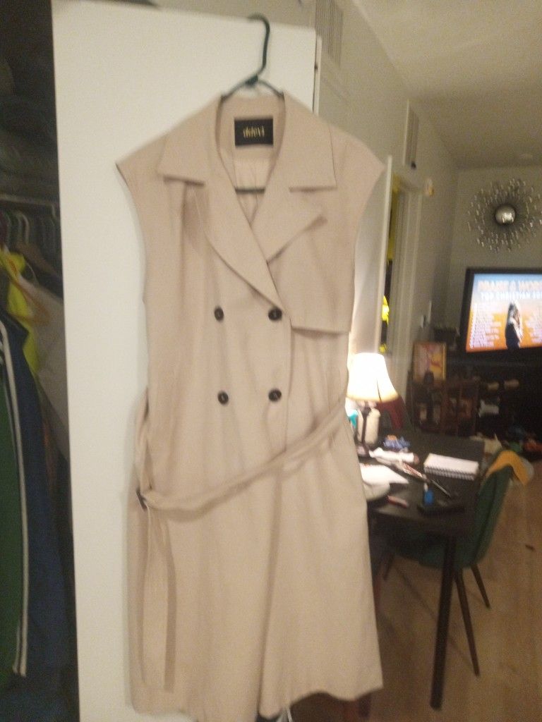 Beautiful Tan casual Sleeveless Rain Jacket