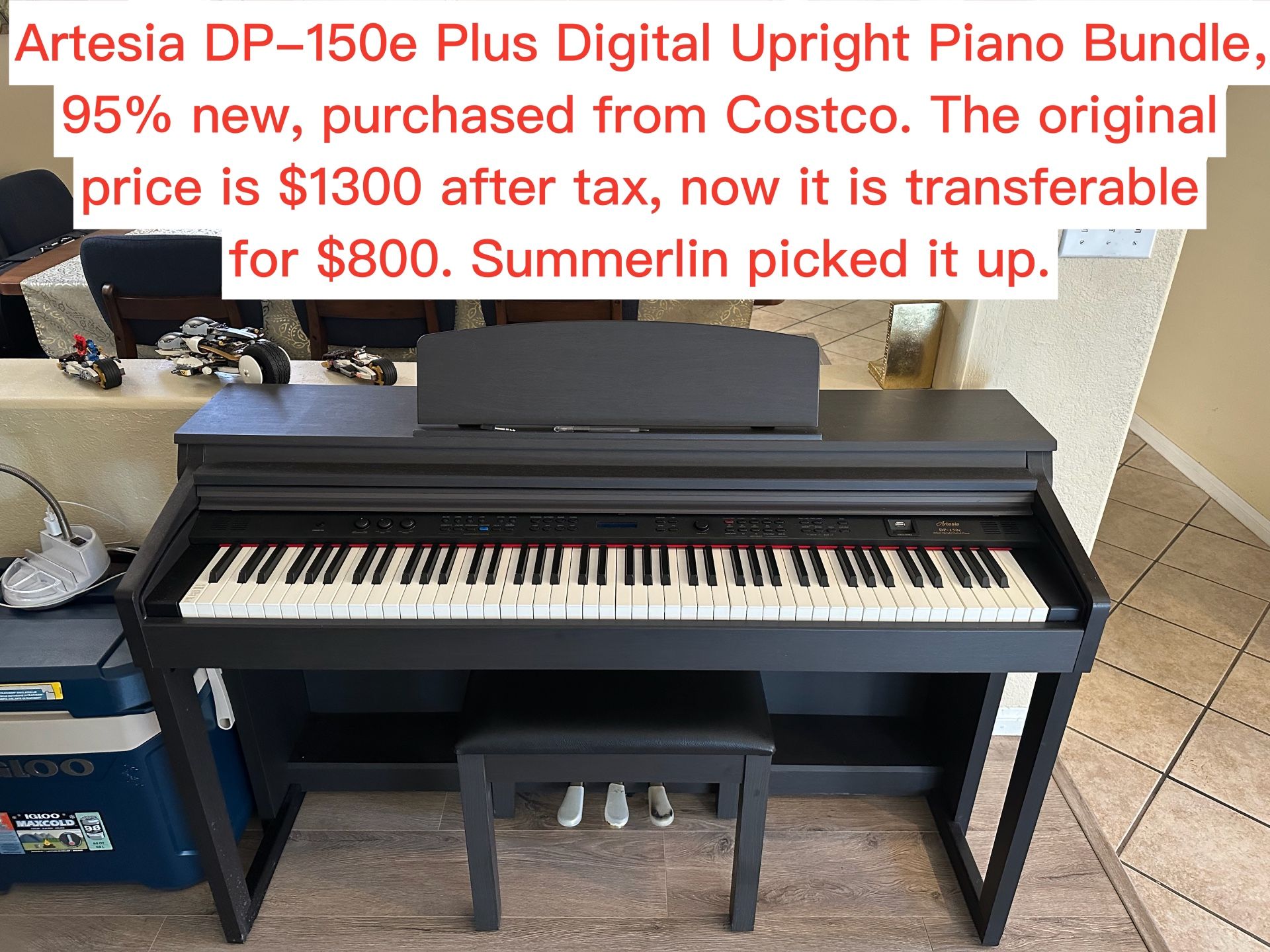 Transfer Artesia DP-150e Plus Digital Upright Piano Bundle