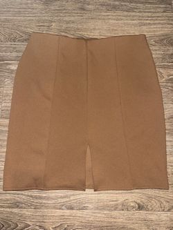 Brown Bandage Pencil Skirt with Front Slit
